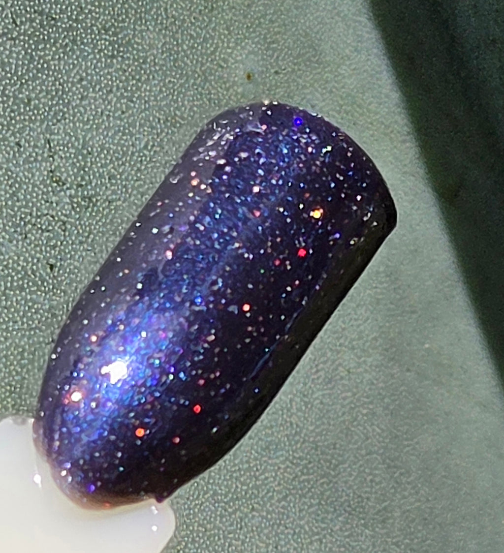 Liquid Krystal Co. Galactic Abyss – One-of-a-Kind Prototype GA001 | Inky Purple Nail Lacquer with Electric Blue Sheen Holo Shimmer | Handmade Collectible Prototype | 15 mL