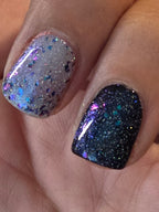 Atlantean Aetherdust— Clear Blue Purple Iridescent Flake Nail Polish Topper with Holographic Sparkle | Liquid Krystal Co.