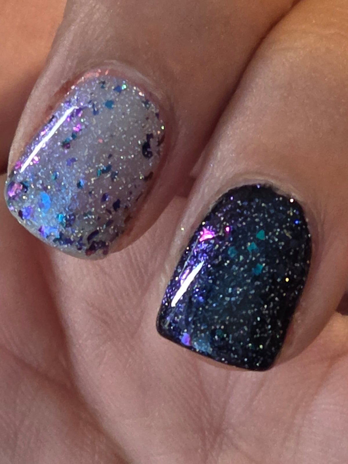 Atlantean Aetherdust— Clear Blue Purple Iridescent Flake Nail Polish Topper with Holographic Sparkle | Liquid Krystal Co.