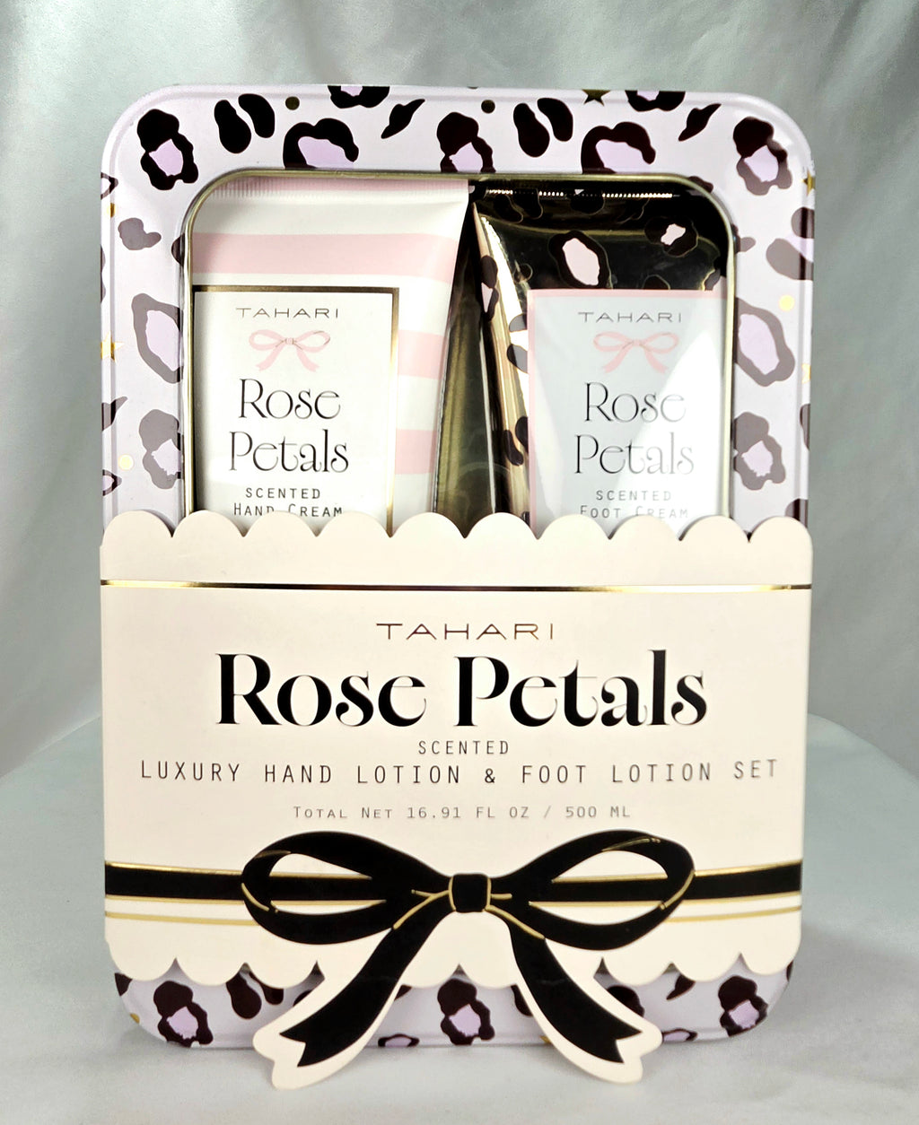Tahari Rose Petals Spa Gift Set in Decorative Keepsake Tin | Hand & Foot Lotion Collection