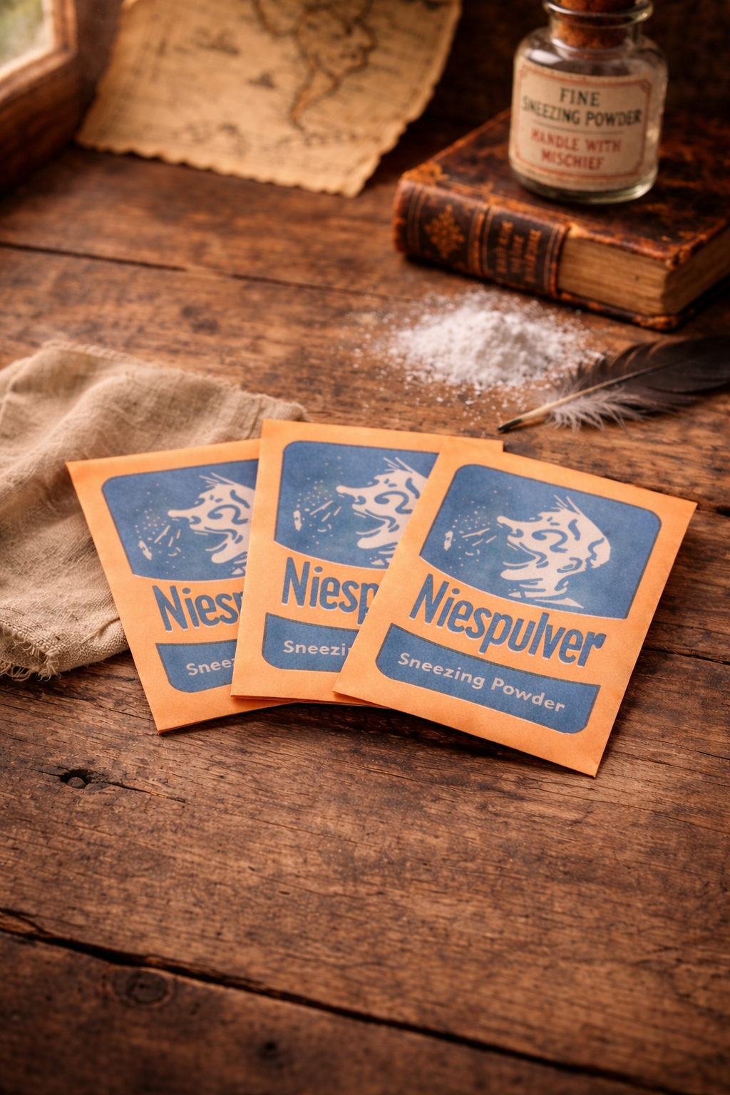 Niespulver Sneezing Powder Pack of 3 Vintage Style Prank Sachets – Classic Gag Novelty Trick Powder Set