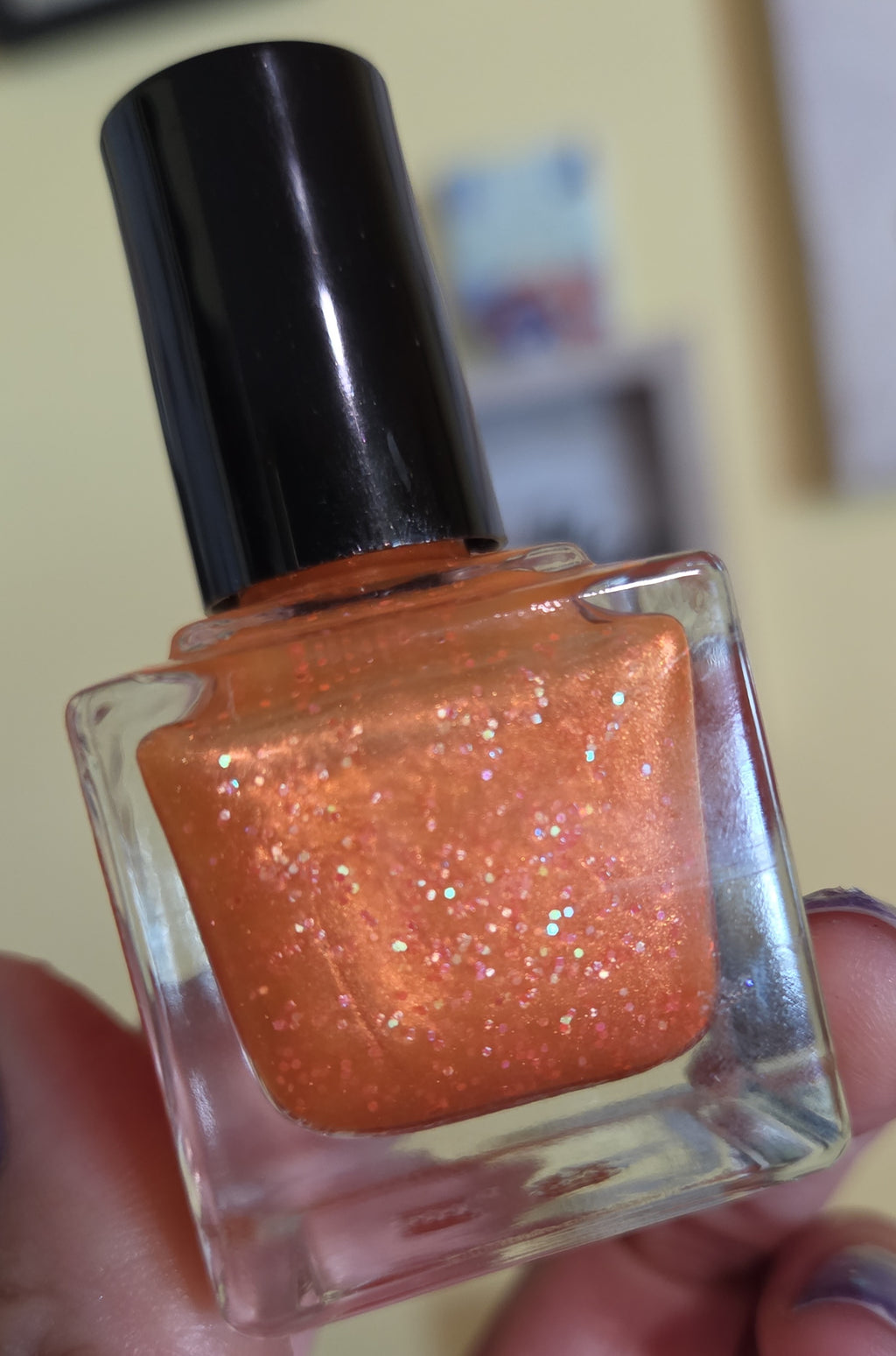 Mandarin Mirage Nail Polish – Sheer Orange Jelly with Iridescent Shimmer & Sunset Glitter | Liquid Krystal Co. Prototype
