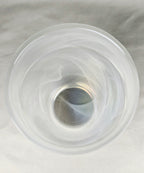 Iridescent Frosted Glass Vase – Swirl Pattern Opalescent Small Decorative Vessel