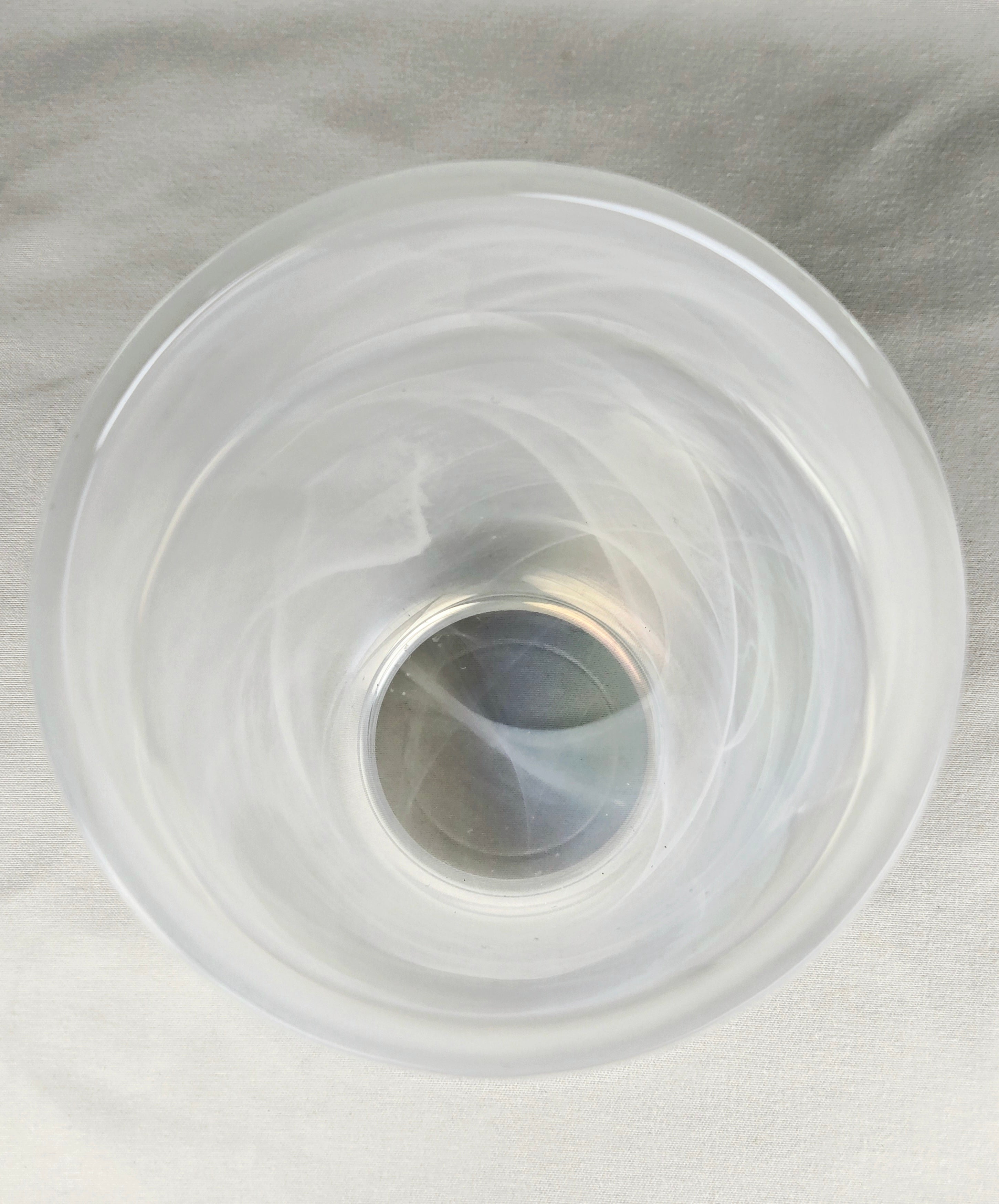 Iridescent Frosted Glass Vase – Swirl Pattern Opalescent Small Decorative Vessel