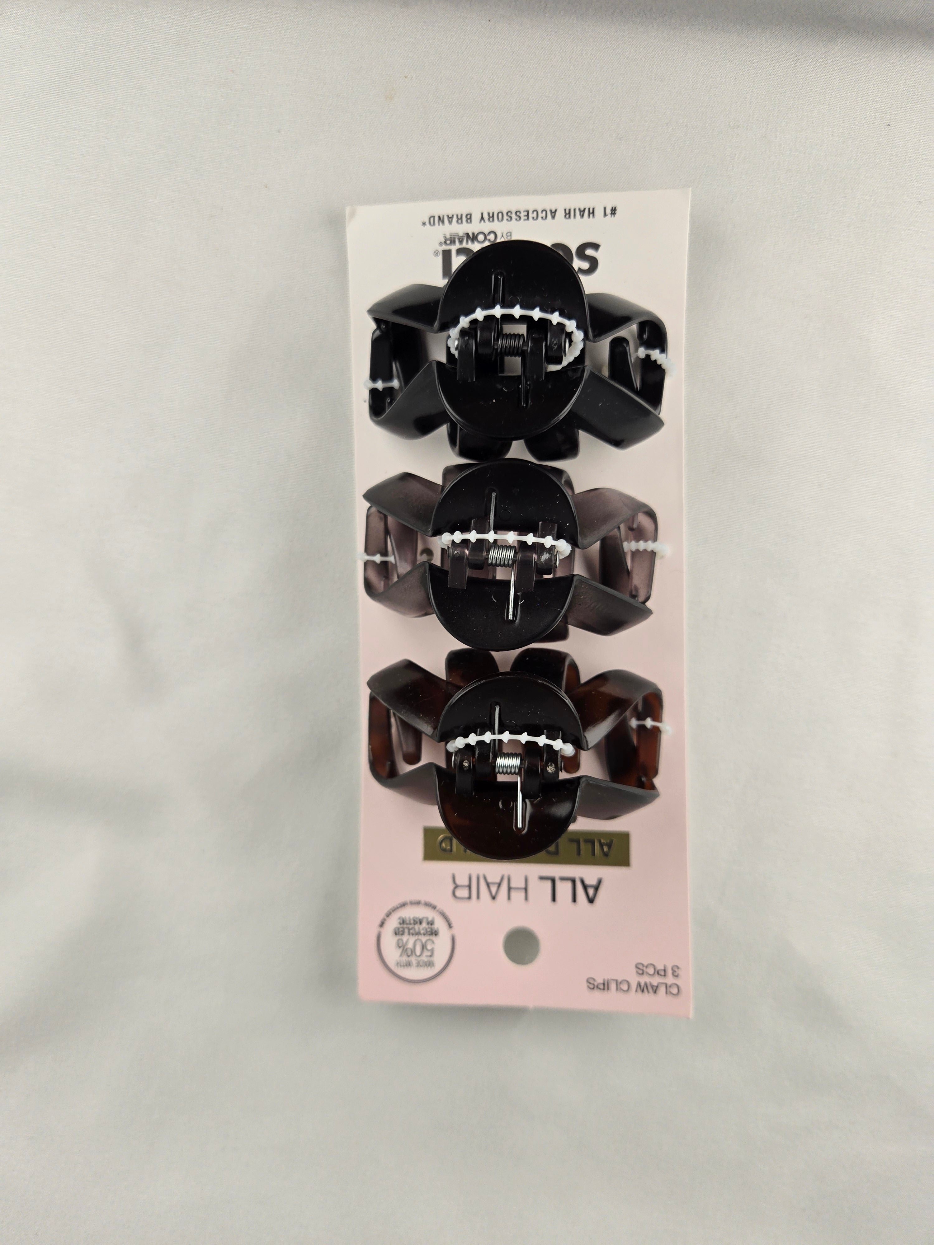 3 Pack Hair Claw Clips Set Neutral Black Brown Matte Clips Everyday Hold Medium Size