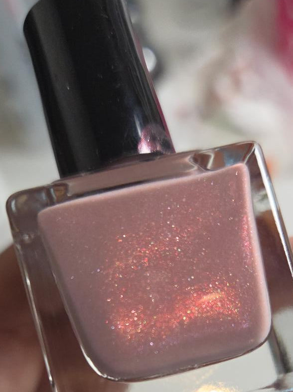 Blushfire Afterglow – Dusty Mauve Pink Shimmer Nail Polish with Red & White Flash | Liquid Krystal Co. Handmade Indie Lacquer