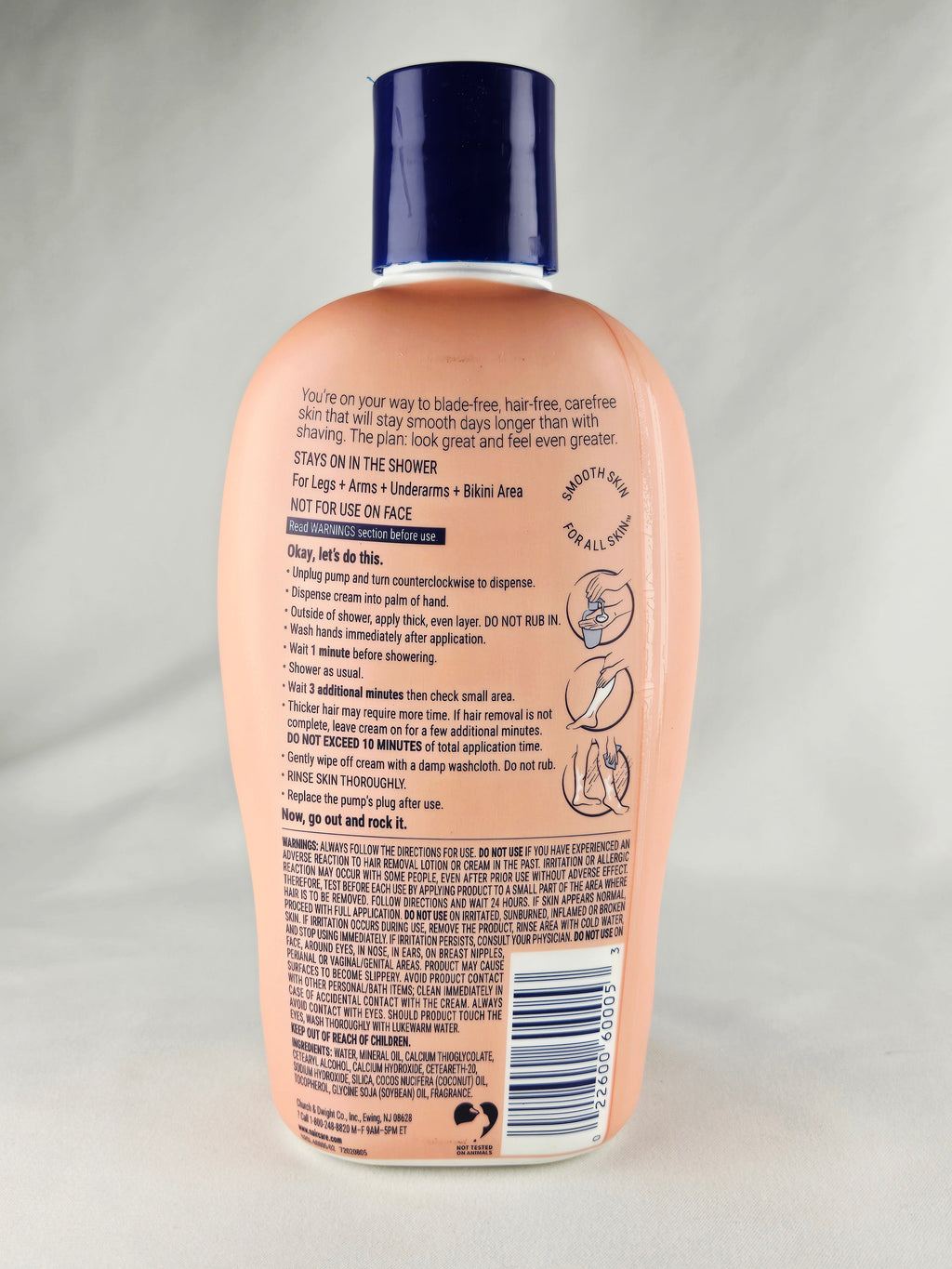 Nair Sensitive Formula Shower Cream Hair Remover with Coconut Oil & Vitamin E 12.6 oz