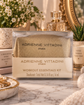 Adrienne Vittadini Studio Workout Essentials Kit Gold Travel Beauty Bag New Old Stock