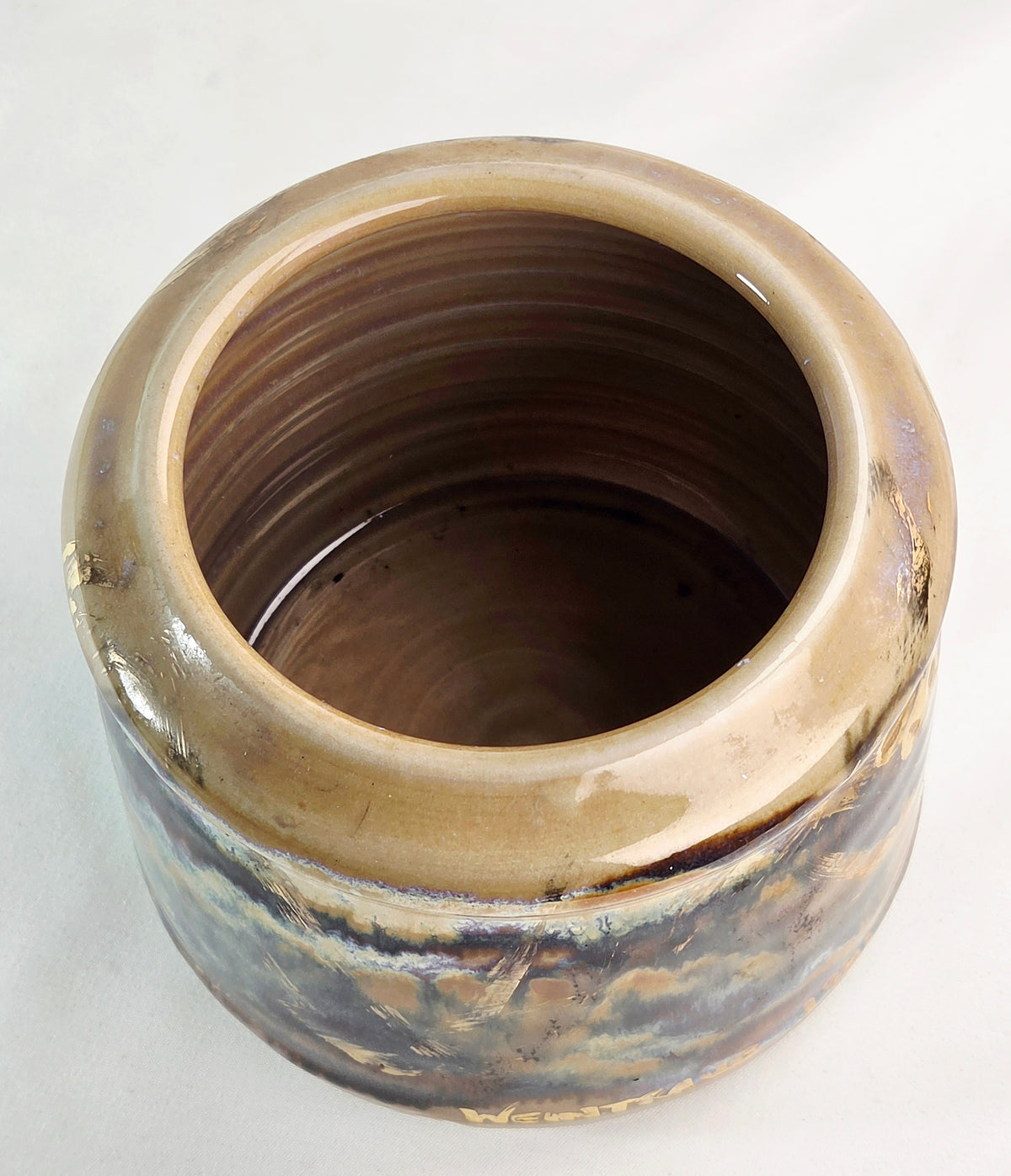 1991 Weintraub Signed Studio Art Pottery Vase – Iridescent Metallic Luster Glaze