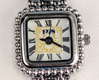 Vintage 1928 Turquoise Style Bracelet Watch Southwestern Beaded Silver Tone