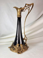 Vintage Castilian 5048 Art Nouveau Revival Aubergine Porcelain Bronze Mermaid Ewer