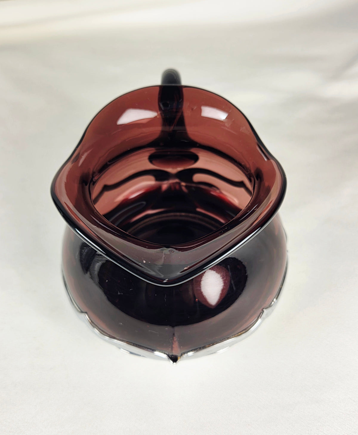 Vintage Farber Bros Krome-Kraft Amethyst Glass Creamer Sugar Bowl & Chrome Tray