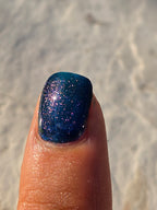 Diana’s Dalliance – Deep Sapphire Blue with Purple Gold Pink Shift Handmade Indie Nail Lacquer | Liquid Krystal Co.