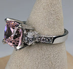 925 Sterling Silver Pink CZ Statement Ring Size 7 Vintage-Inspired Cocktail Ring