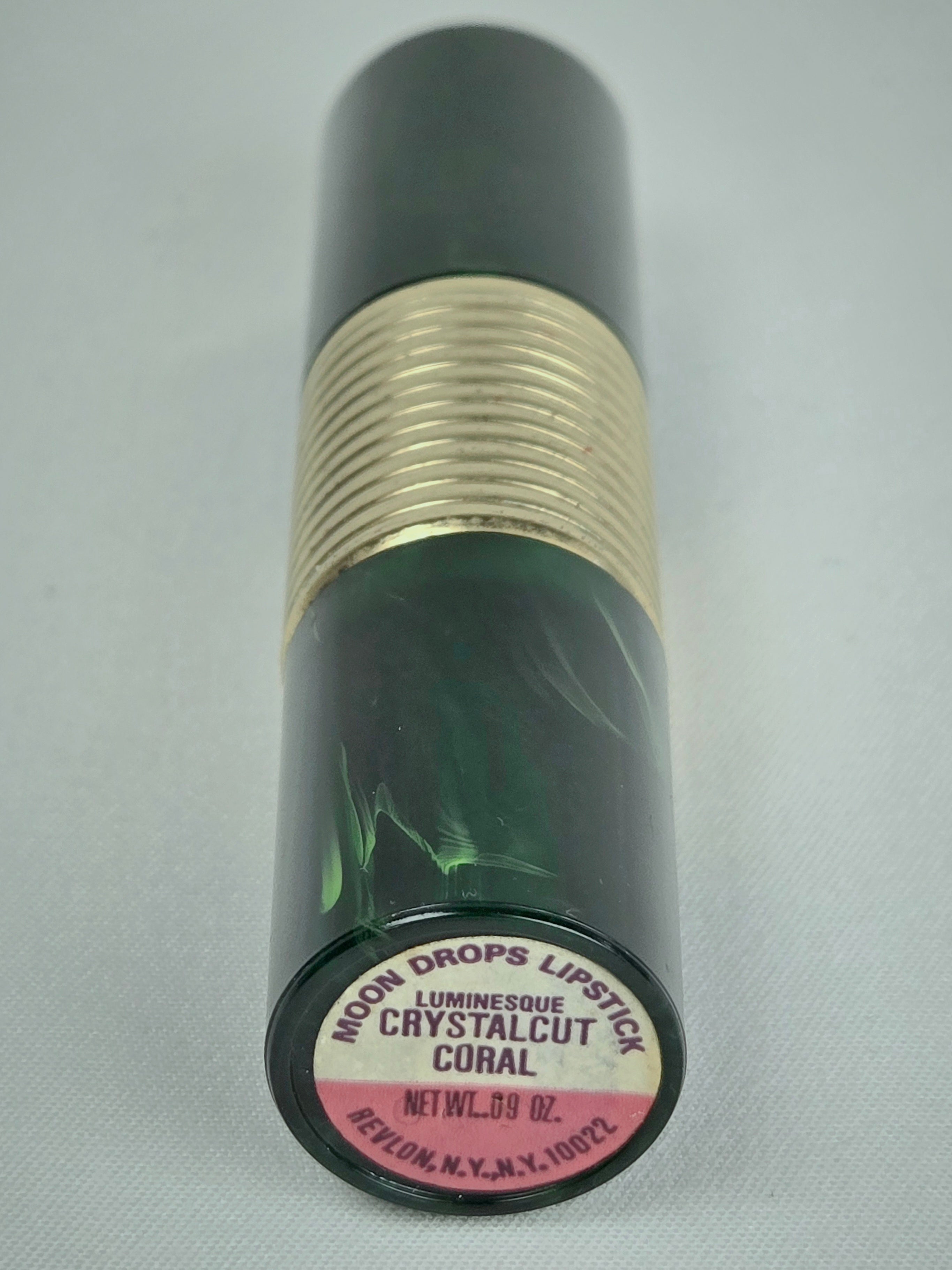 Revlon Vintage Moon Drops Luminesque Crystal Cut Coral Lipstick | Circa 1963–1967 Collector Vanity Display