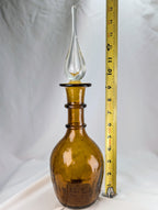 Mid Century Amber Genie Bottle Barware with Flame Stopper Art Glass Display