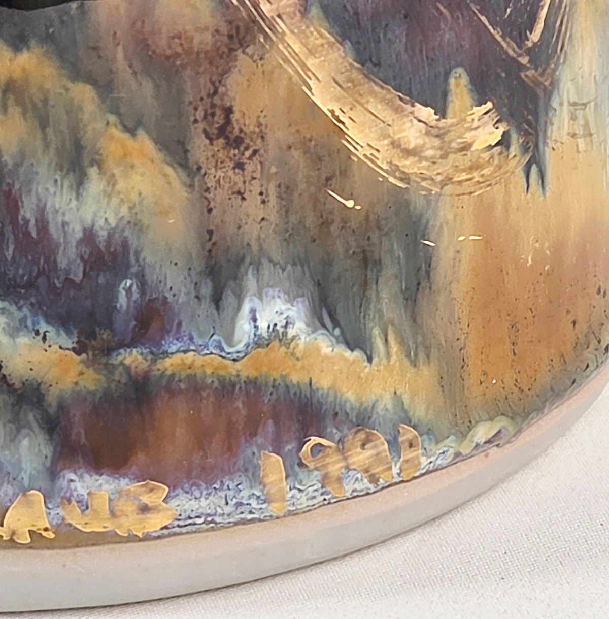 1991 Weintraub Signed Studio Art Pottery Vase – Iridescent Metallic Luster Glaze