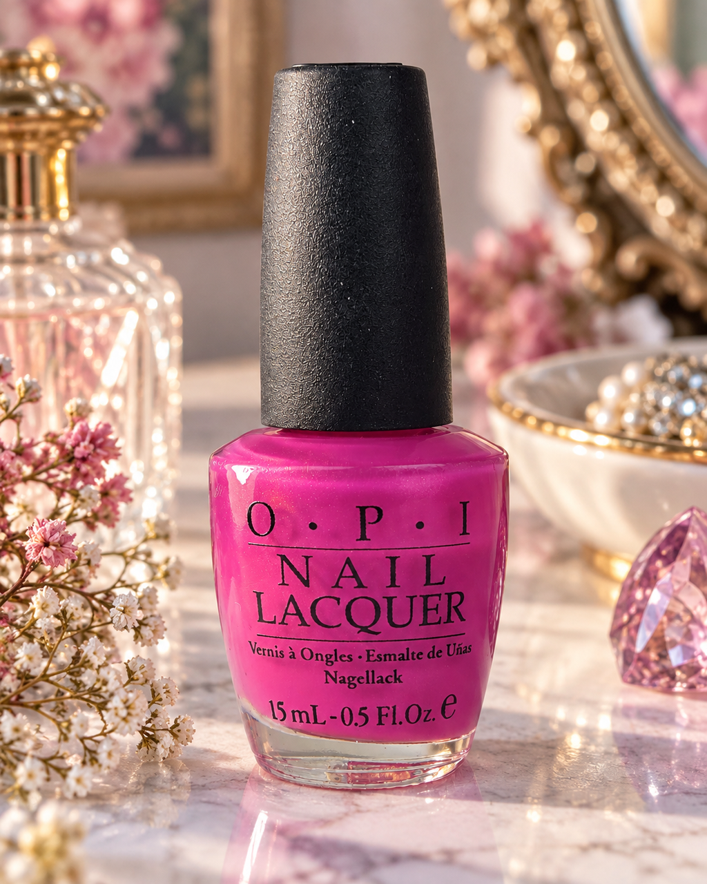 OPI Passion for NY Fashion 5R5R0 Hot Pink Shimmer Nail Lacquer 15 mL Partial
