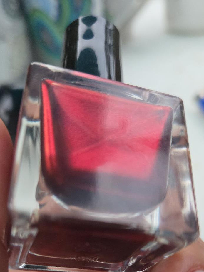 Incarnadine – Liquid Krystal Co. Indie Nail Polish | Black Jelly Base Metallic Crimson Red Shimmer Handmade Lacquer