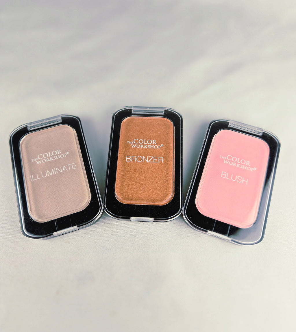 The Color Workshop Face Trio Set – Highlighter, Blush & Bronzer Compact Makeup