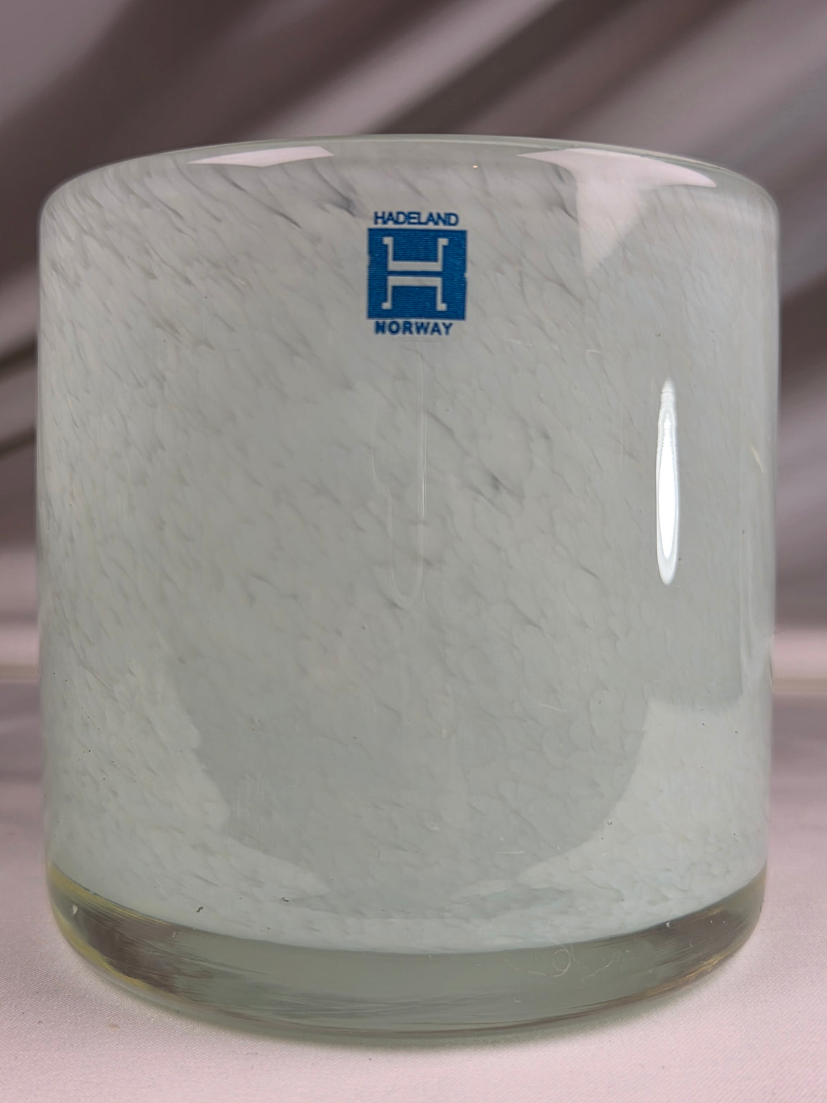 Vintage Hadeland Norway Light Dage Green Cased Art Glass Vase Votive Holder