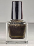 Liquid Krystal Co. Gilded Raven Prototype Nail Lacquer | Black Crelly with Antique Gold Shimmer | One-of-a-Kind Handmade Indie Polish