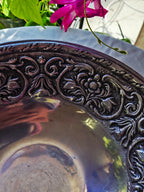 Wilton Armetale RWP Pewter Bowl – Embossed Floral Design | Vintage American Pewter