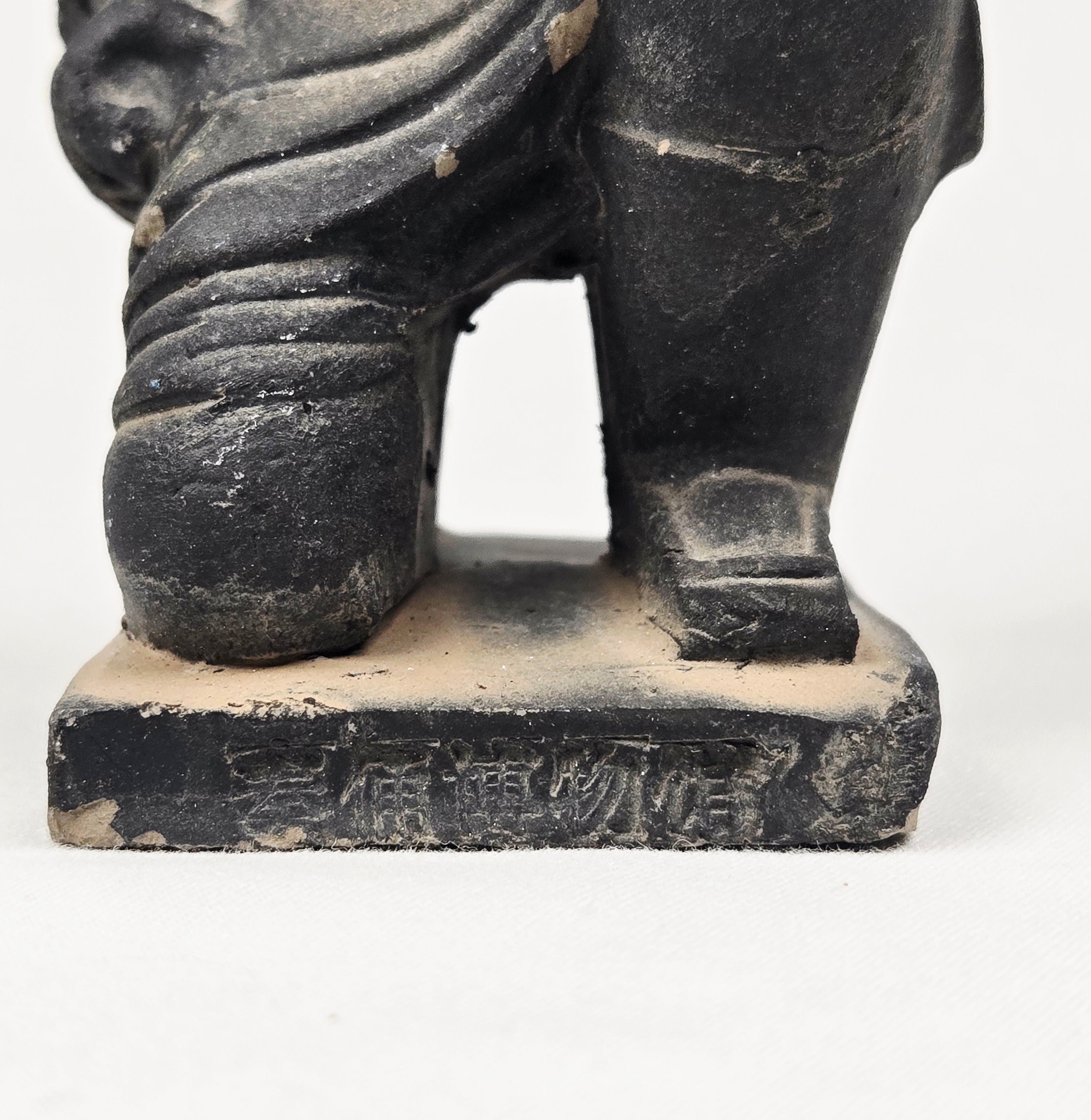 Terracotta 5" Warrior Style Figurine — Kneeling Qin Soldier Statue, Aged Finish Display Piece
