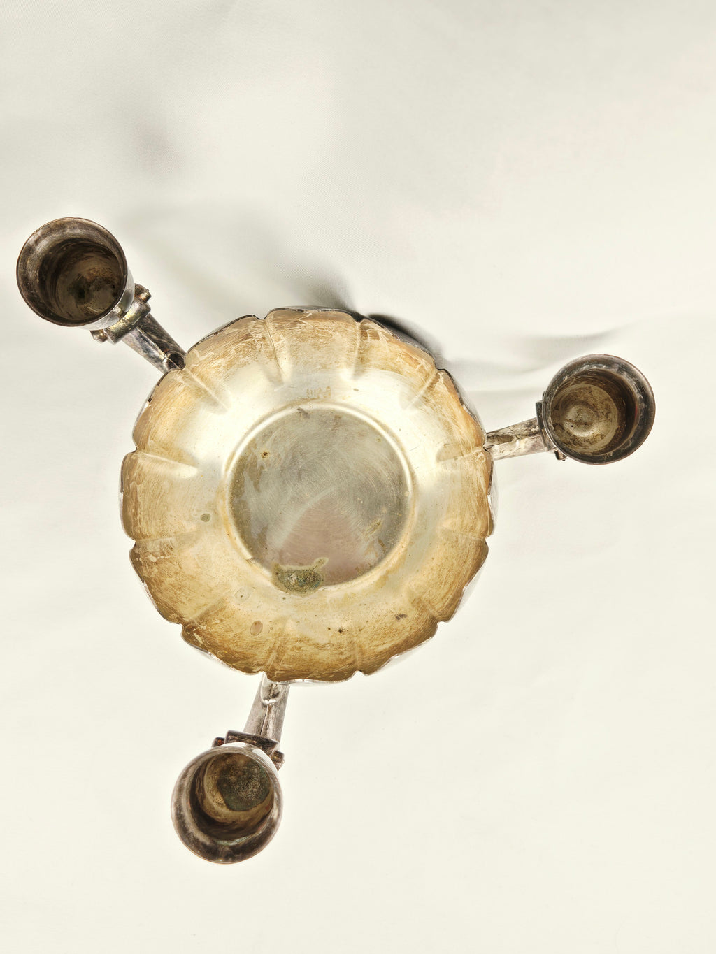 Leonard Silver Plate Lotus Candle Holder Centerpiece | Vintage Triple Arm Candelabra Bowl