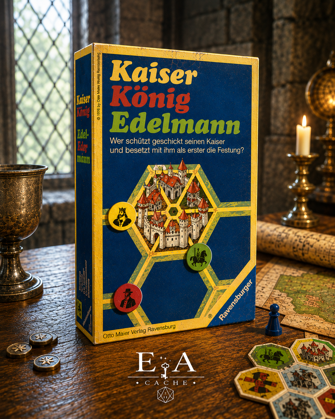 Vintage 1976 Kaiser König Edelmann Board Game by Ravensburger | Complete German Strategy Board Game | Retro Tabletop Collectible