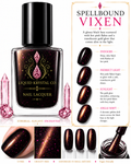 Spellbound Vixen Black Nail Lacquer with Hot Pink Flakes & Golden Glow | Liquid Krystal Co.