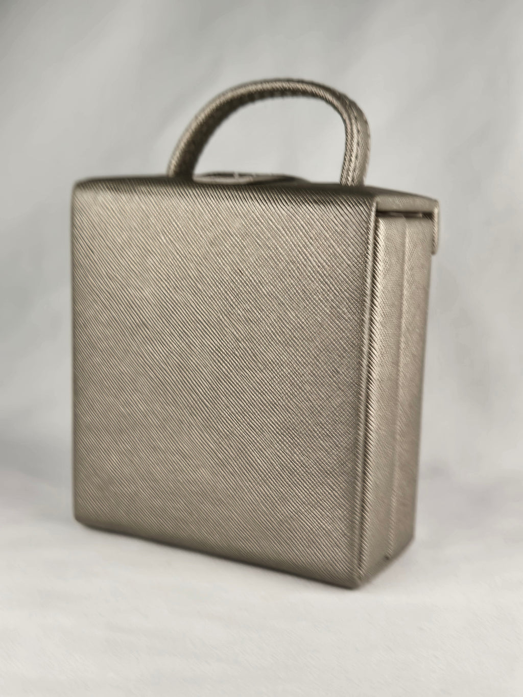 Heritage by WOLF Travel Jewelry Case — Metallic Taupe / Platinum Tone