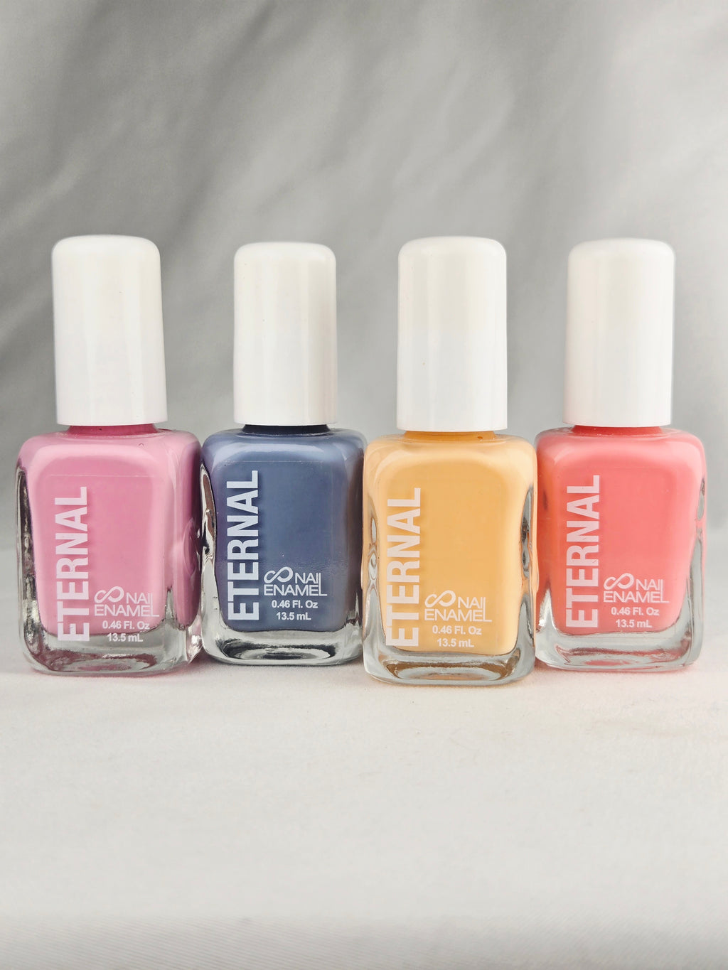 Eternal Nail Enamel Set of 4 — 346 Unique, 333 Sky Blue, 249 Flamingo & Coral Pink (Full Size 13.5 mL Each) Pastel