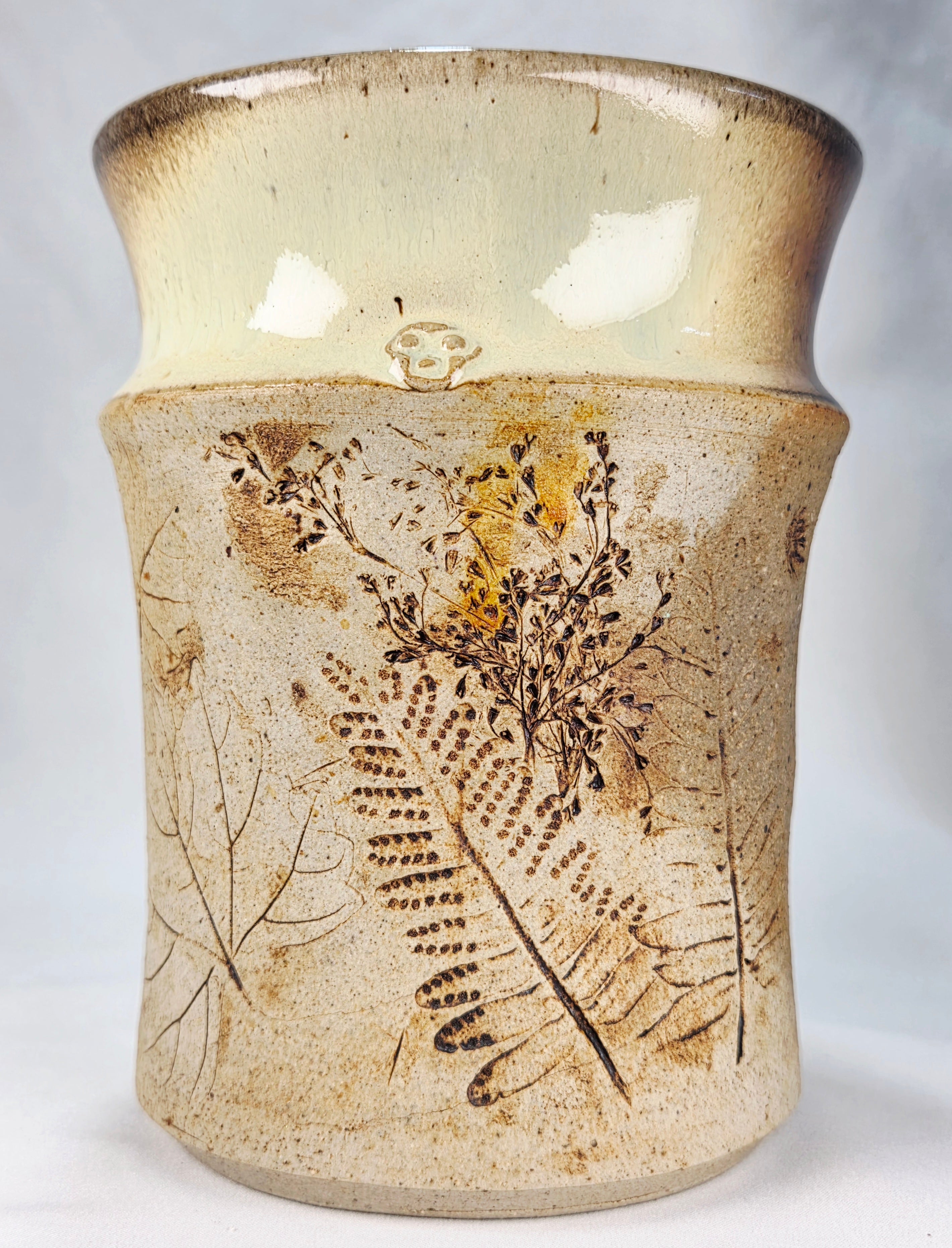 Handcrafted Studio Pottery Botanical Vase | Signed Artisan Stoneware Vase | 6" Rustic Floral Ceramic Home Decor