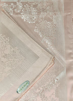 Vintage Liddell’s Irish Floral Damask Pink Egyptian Cotton & Acetate Tablecloth & Napkin Set - Made in Ireland NOS Rare