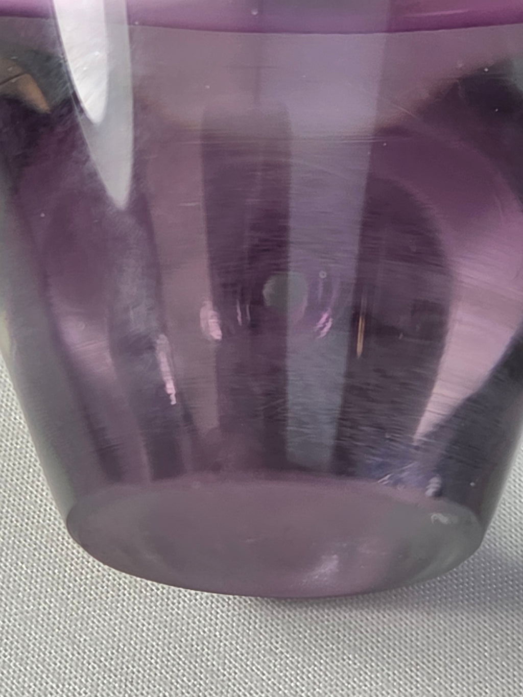 Vintage Signed R. Strand Swedish Art Glass Bud Vase 3.5" Amethyst Purple Clear MCM
