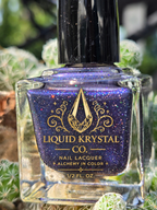 Galactic Abyss- Deep Black Purple Jelly Holographic Shimmer Nail Lacquer with Blue Violet Sheen | Liquid Krystal Co Handmade Indie Nail Polish 