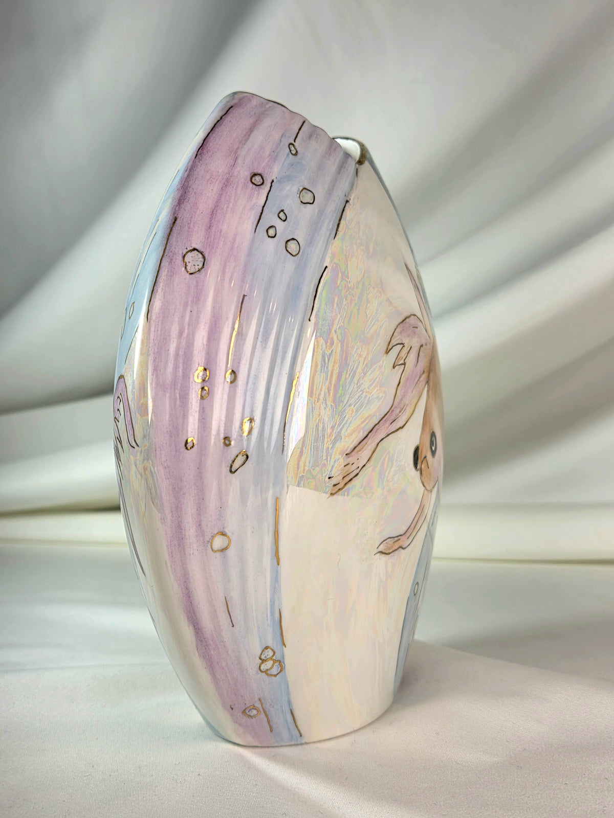 Vintage Christopher Stuart Tempest Y1510 Bone China Fish Vase 6.5" Signed Betty Cooper 1997