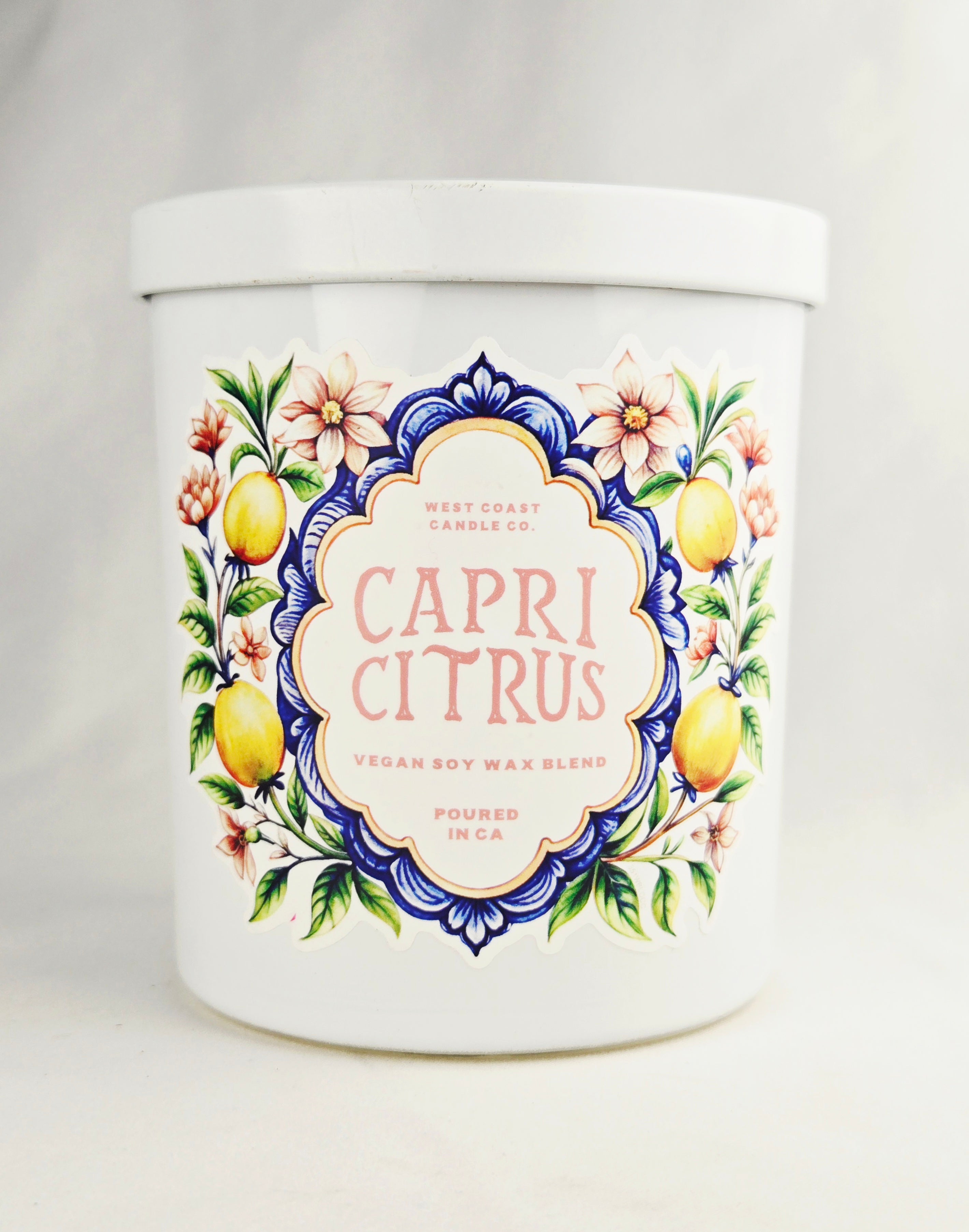 West Coast Candle Co. Capri Citrus Candle | Vegan Soy Wax Blend Fresh Citrus Floral Scent