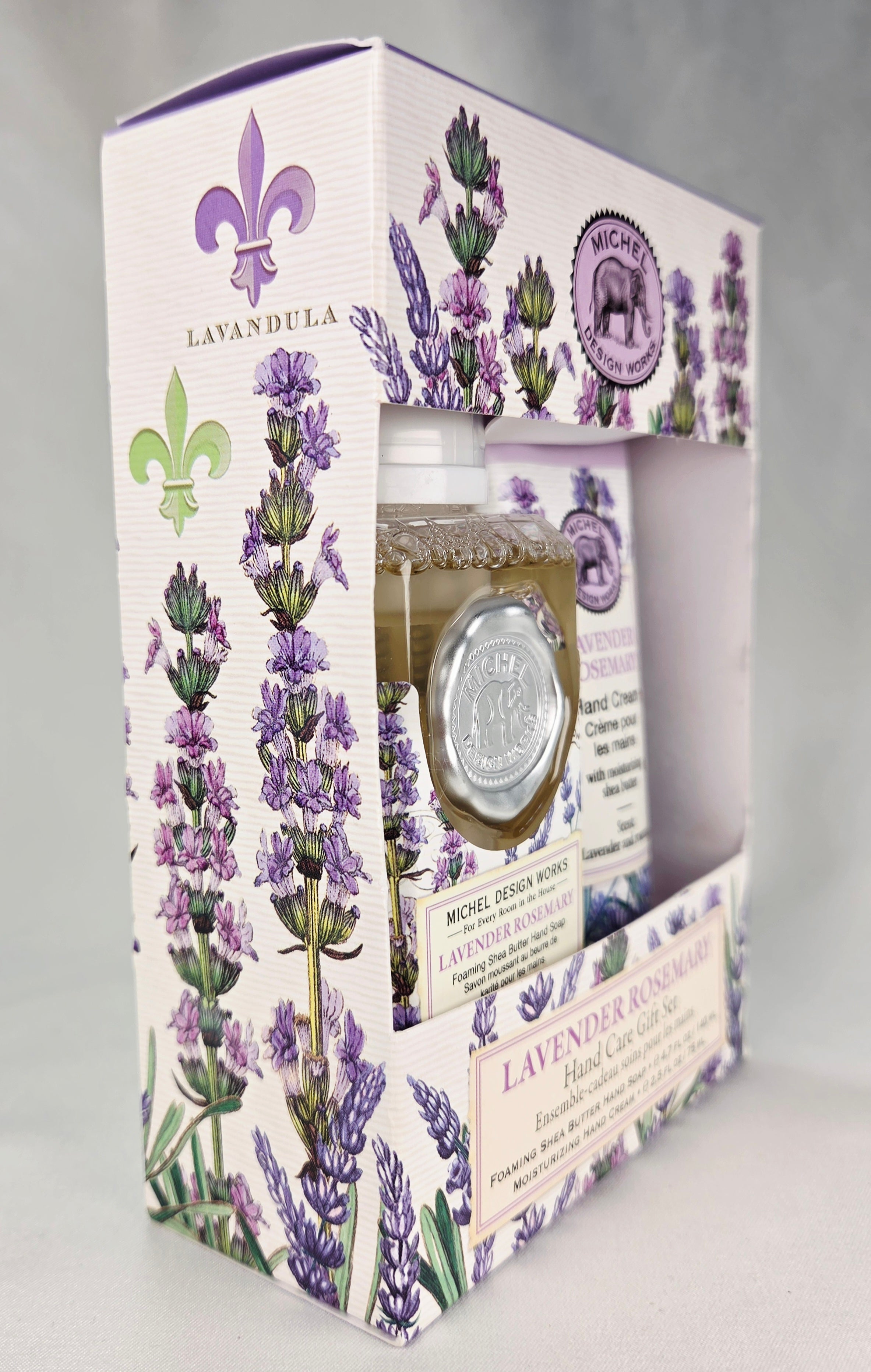 Michel Design Works Lavender Rosemary Hand Care Gift Set | Factory Sealed | Foaming Shea Butter Soap & Hand Cream Gift Box