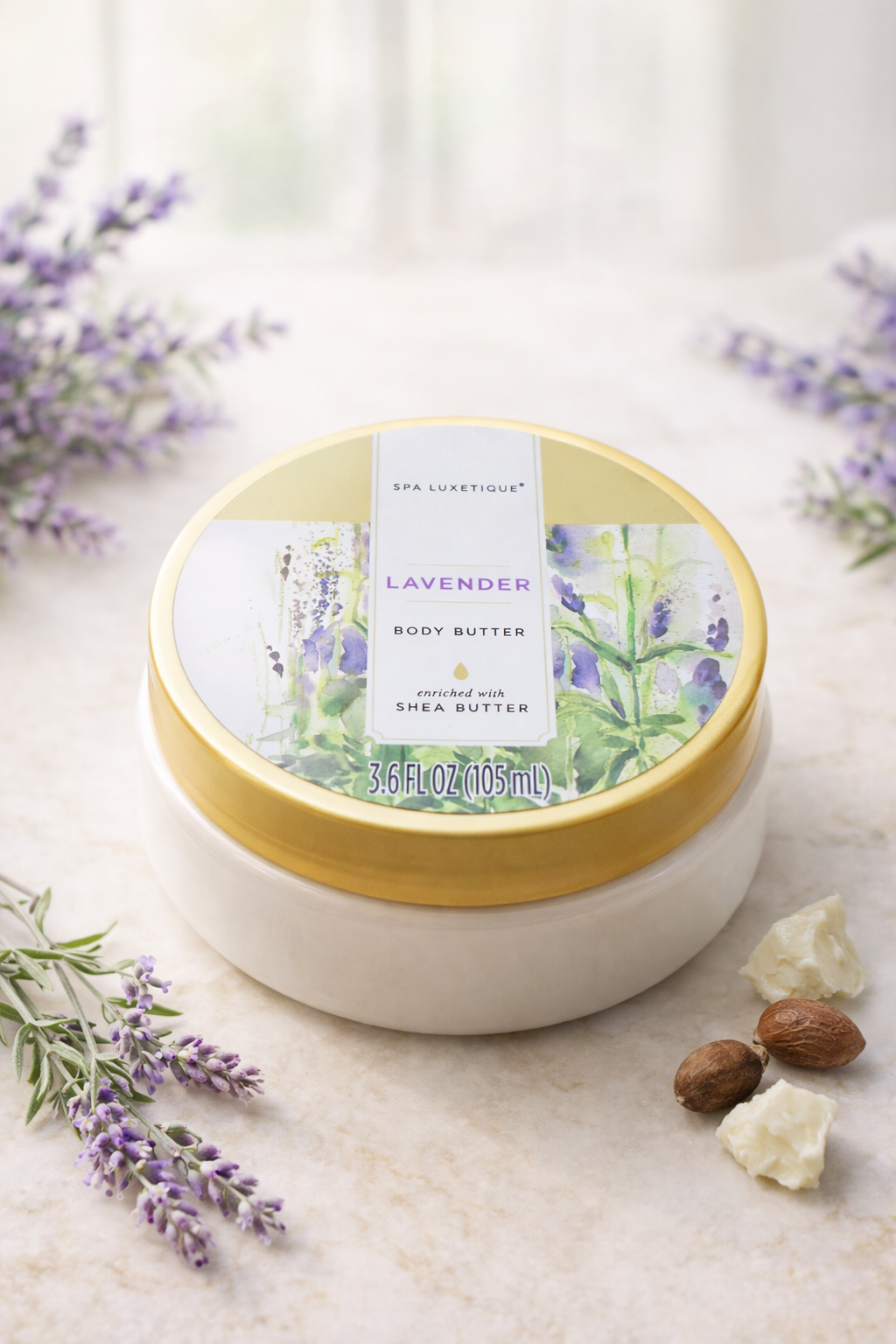 Spa Luxetique Lavender Body Butter with Shea Butter 3.6 oz Hydrating Moisturizing Cream