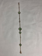 Crislu CC 925 Green Crystal Gold Vermeil Sterling Silver Station Bracelet