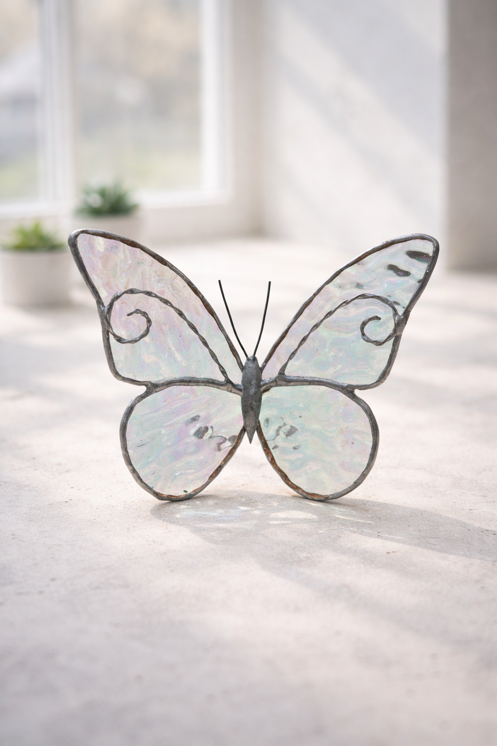 Iridescent Stained Glass Butterfly — Handcrafted Decorative Accent