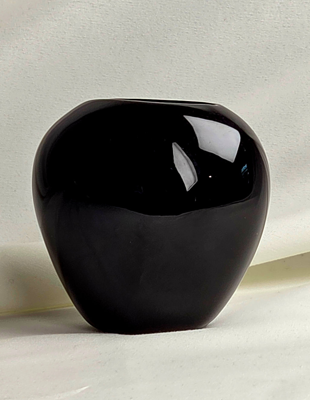 Miniature Black Floral Vase White Flowers Gold Accents Small Vintage Style Bud Vase