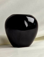 Miniature Black Floral Vase White Flowers Gold Accents Small Vintage Style Bud Vase