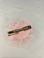 🎁 Present Pile Add-On | $25+ Order                       Pink Organza Flower Hair Clip Sheer Fabric Floral Barrette Gold Tone Clip