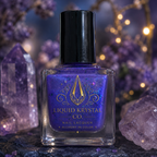 Quantum Bloom — Violet Blue Nail Lacquer with Aurora Flakes & Celestial Shimmer | Liquid Krystal Co Prototype