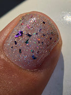 Aetherdust – Silver Holographic Nail Polish with Multichrome Chameleon Flakes | Sheer Buildable Indie Lacquer - Liquid Krystal Co