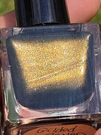 Liquid Krystal Co. Gilded Raven Black Gold Nail Polish | Charcoal Black Shimmer | Handmade Indie Nail Lacquer Prototype