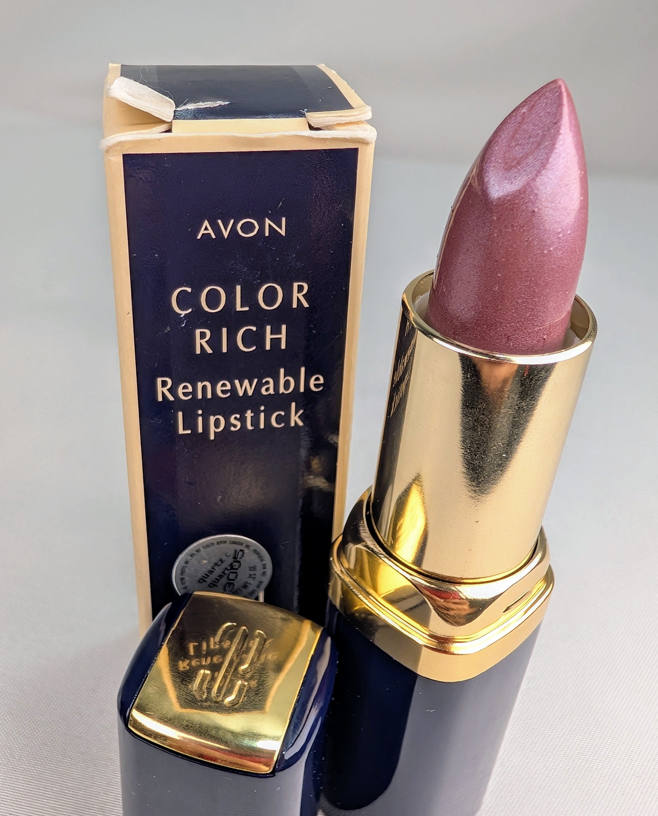 Vintage Avon Color Rich Renewable Lipstick Rare Rose — NOS 1980s Mauve Pink Lip Color with Box